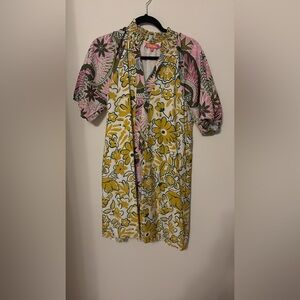 Thml size medium Floral Patterned Dress with Puff Sleeves worn once